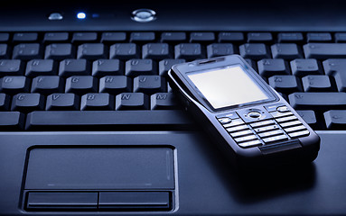 Image showing Laptop and Mobile Phone