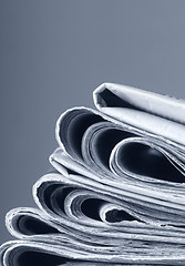 Image showing A pile of newspapers