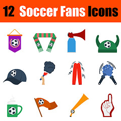 Image showing Flat design football fans icon set