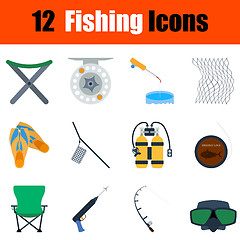 Image showing Flat design fishing icon set