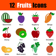 Image showing Flat design fruit icon set