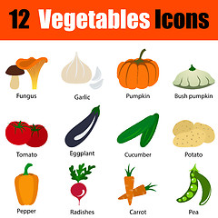 Image showing Flat design vegetables icon set