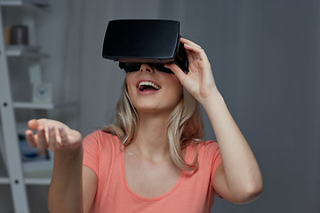 Image showing woman in virtual reality headset or 3d glasses