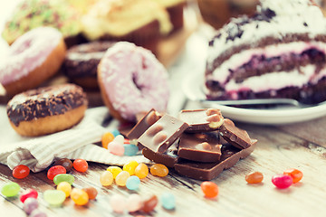 Image showing close up of chocolate and sweets on table