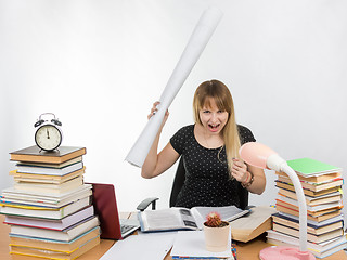 Image showing Student picked up a diploma in drawing and screaming frame