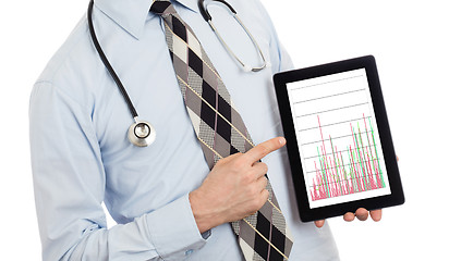 Image showing Doctor holding tablet - Graph