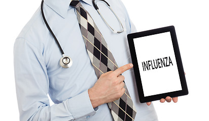 Image showing Doctor holding tablet - Influenza