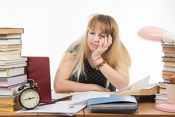 Image showing Upset Applicant sad looking at a laptop which saw not enrolled in school