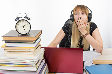 Image showing The student later dedicated the night yawns at his laptop