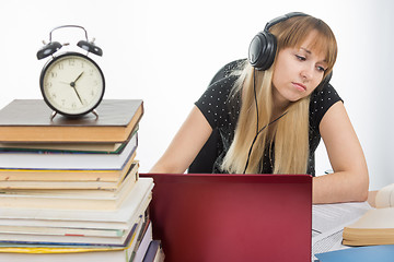 Image showing Student studying late at night preparing for the exam