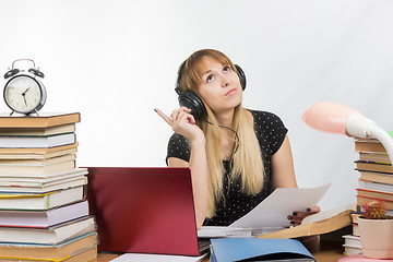 Image showing She thought about the student paper document and looked up