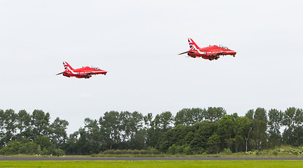 Image showing LEEUWARDEN, THE NETHERLANDS - JUNE 10, 2016: RAF Red Arrows perf