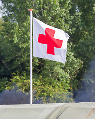 Image showing Red cross flag