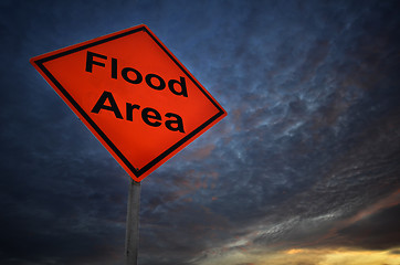 Image showing Flood Area warning road sign