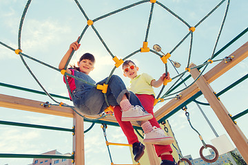 Image showing group of happy kids on children playground