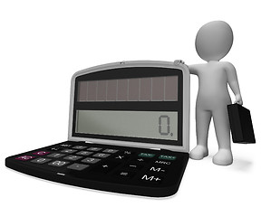 Image showing Businessman Finance Shows Math Earnings And Compute 3d Rendering