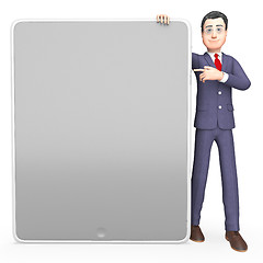 Image showing Businessman Character Means Copy Space And Board 3d Rendering