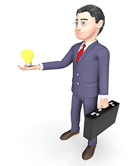 Image showing Character Lightbulb Indicates Business Person And Idea 3d Render