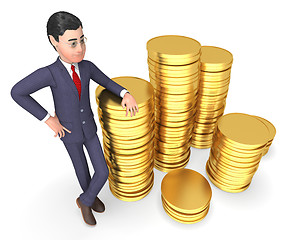 Image showing Businessman Money Shows Finances Success And Illustration 3d Ren