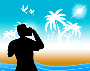 Image showing Vacation Photographer Indicates Tropical Island And Break