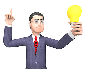 Image showing Lightbulb Businessman Represents Power Source And Character 3d R