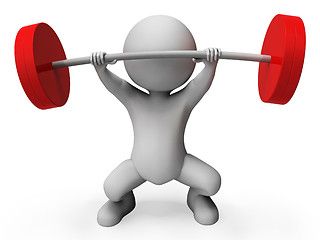 Image showing Weight Lifting Represents Bar Bell And Athletic 3d Rendering