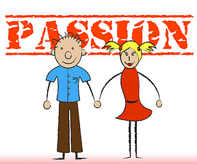 Image showing Passion Couple Indicates Yearning Loving And Lust