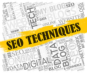 Image showing Seo Techniques Represents Search Engines And Approaches