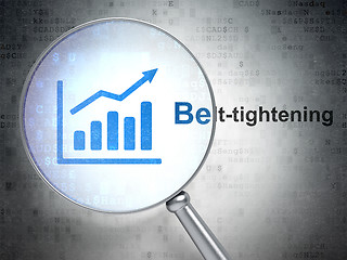 Image showing Finance concept: Growth Graph and Belt-tightening with optical glass
