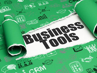 Image showing Finance concept: black text Business Tools under the piece of  torn paper