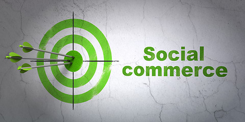 Image showing Marketing concept: target and Social Commerce on wall background