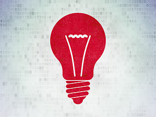 Image showing Finance concept: Light Bulb on Digital Data Paper background