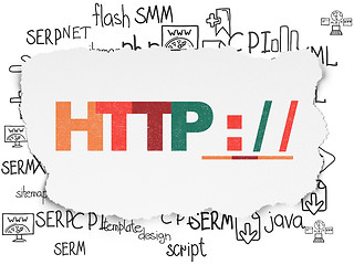 Image showing Web development concept: Http : / / on Torn Paper background