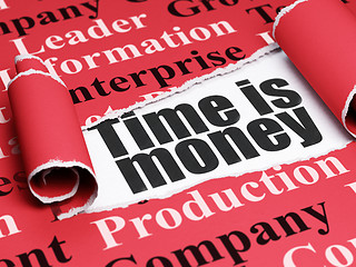 Image showing Business concept: black text Time is Money under the piece of  torn paper