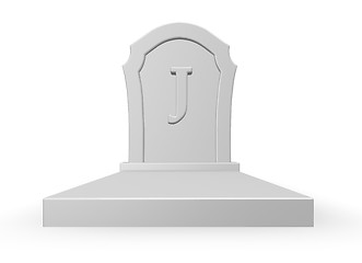 Image showing gravestone with uppercase letter j on white background - 3d rendering