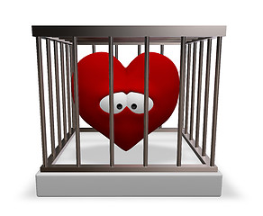Image showing metal cage with red sad heart inside - 3d rendering