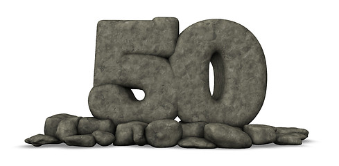 Image showing stone number fifty on white background - 3d rendering