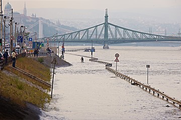 Image showing Flooded quay side