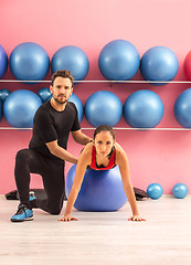 Image showing Couple Training in a Gym