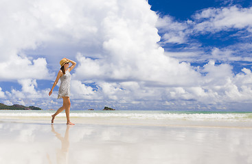 Image showing Walking on the beach