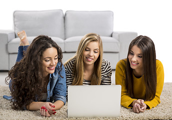 Image showing Girls studying at home 