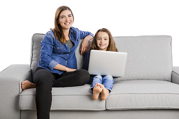 Image showing Mother teaching her little daughter