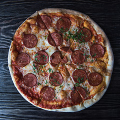 Image showing Tasty pepperoni pizza