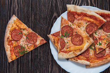 Image showing Tasty pepperoni pizza