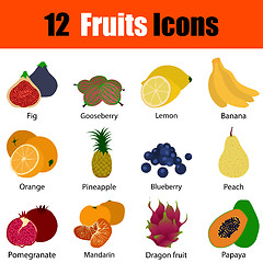 Image showing Flat design fruit icon set