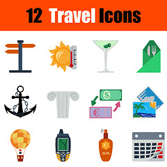 Image showing Flat design travel icon set