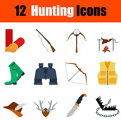 Image showing Flat design hunting icon set