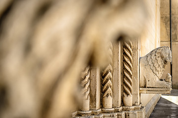 Image showing Background with stone lion statue