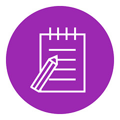 Image showing Writing pad and pen line icon.