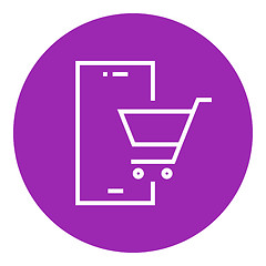 Image showing Online shopping line icon.